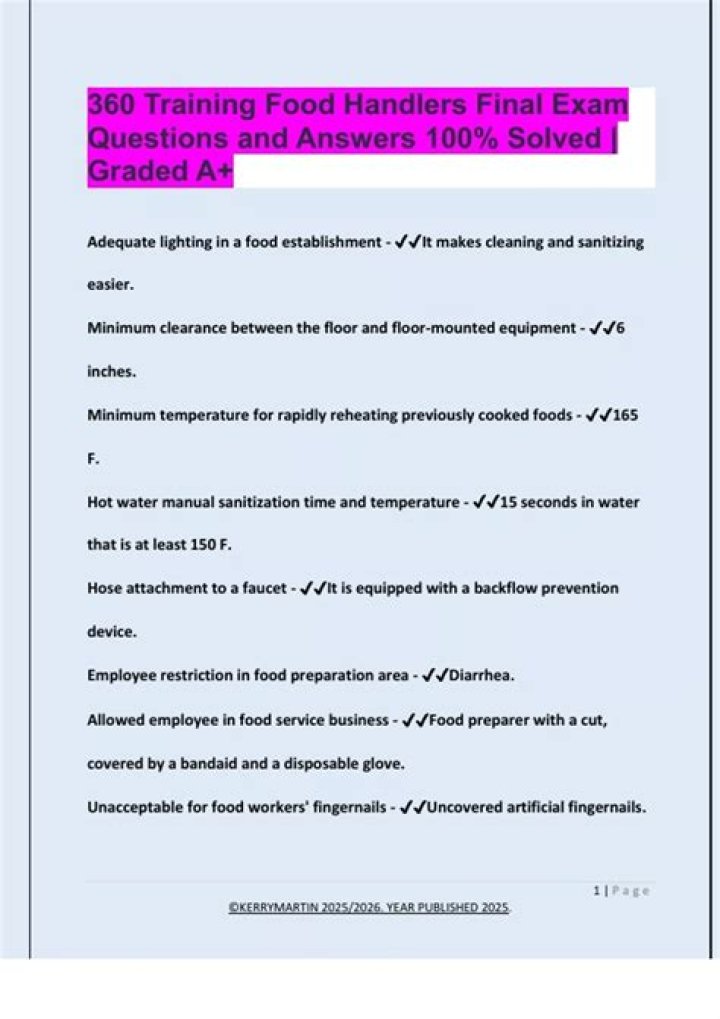 Master 360 Food Handlers Final With Our Expert Answers